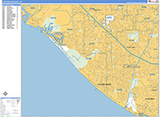 Huntington Beach  Wall Map Basic Style